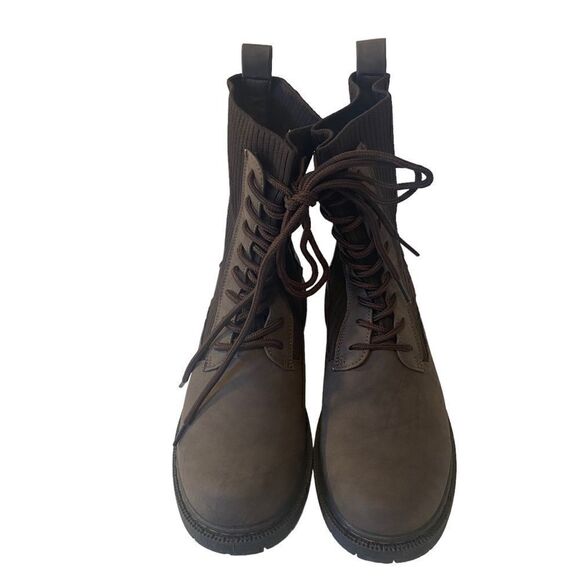 Wanted Ryder Brown Lace Up Combat Boots w/ Knit Detail in Ladies 5.5M - Picture 3 of 6